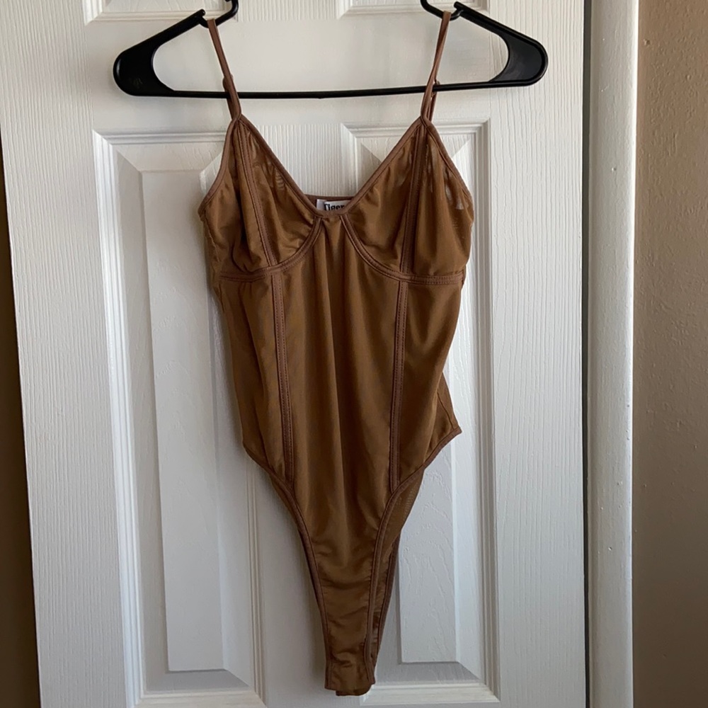 Brown Tiger Mist Mesh Bodysuit